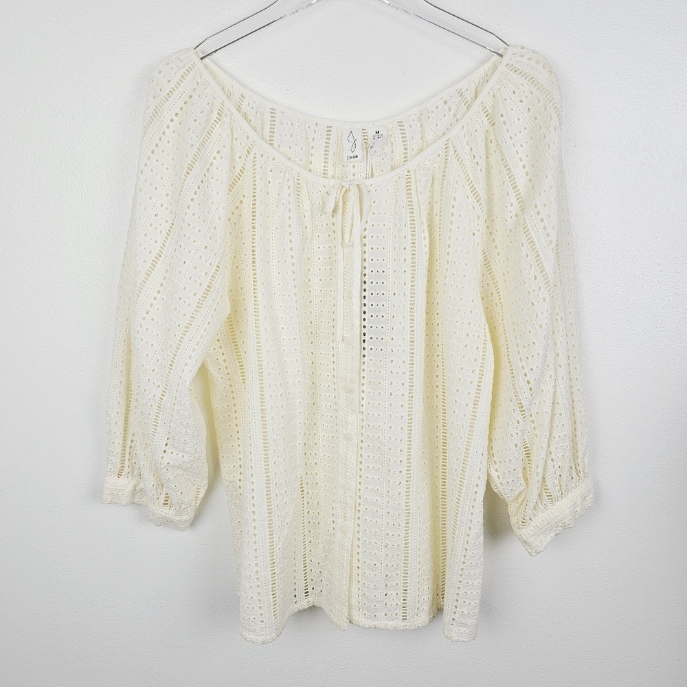 Joie Cream Eyelet Boho Shirt NWT